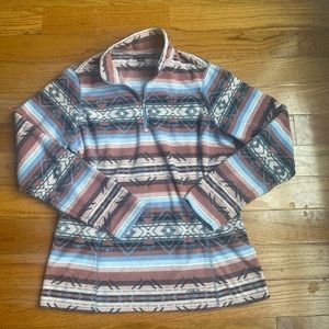 Eddie Bauer Aztec Boho printed fleece 3/4 zip pullover womens size medium
